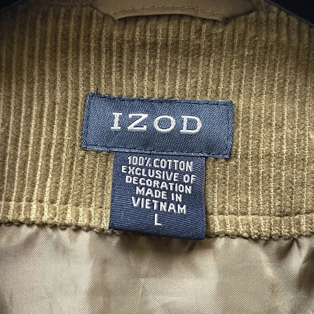 Izod Men's Tan Brown Corduroy 2 Button Blazer Jacket‎ Button Pockets Retro